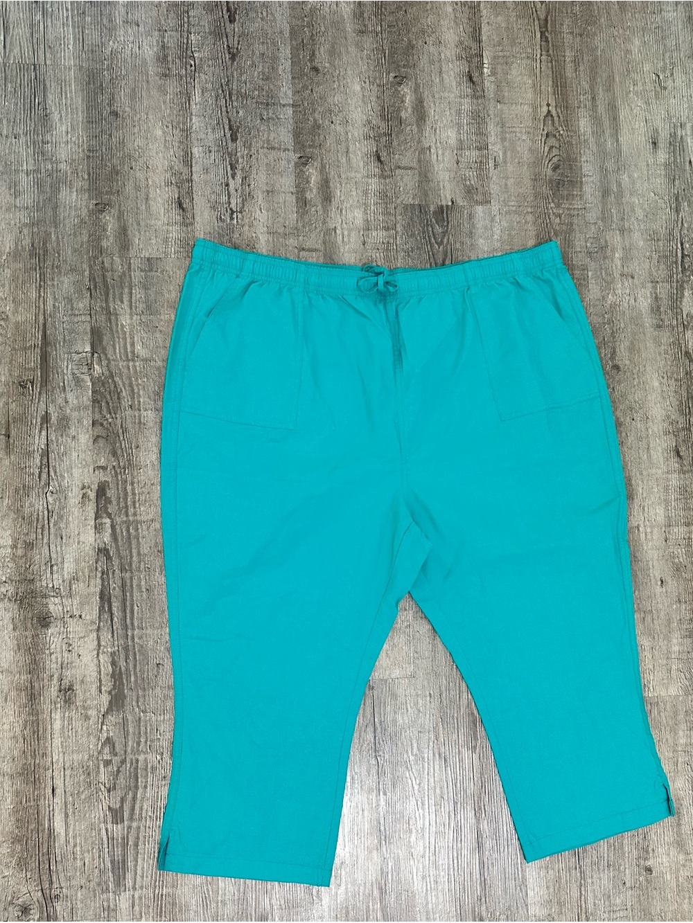 Blair Teal Green Pull-On Capri Pants Women's Plus Size 2XL Elastic Waist Pocket